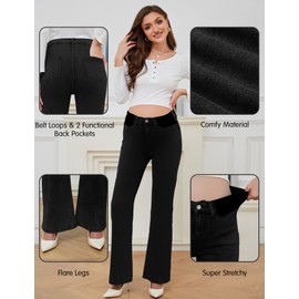 PACBREEZE Women's Maternity Flare Jeans Mid-Rise Stretchy Bell Bootcut Jeans Denim Pregnancy Pants, S-XXL (Black, Large)