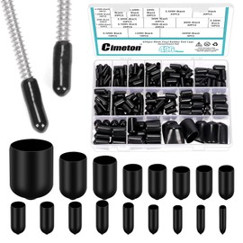 Cimeton 496PCS Vinyl Rubber End Caps Assortment Kits 17 Different Sizes Black Flexible Bolt Screw Covers Caps Round Rubber End Caps PVC Vinyl Round Tube Bolt Cap Cover for Protecting Screws Bolts