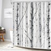 Birch Trees Shower Curtain Abstract Watercolour Gray White Mottled Trunk