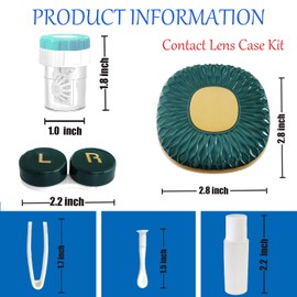 Erewa Contact Lens Case with Cleaner Washer Contact Lens Box Kit with Mirror, Compact Soak Storage Kit for Travel (Brown Green)