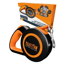 Mighty Paw Retractable Dog Leash 2.0 - Auto-Locking Button for The Control When You Need - Stainless Steel Coil for Smooth Retraction - Super Reflective Ring for Nighttime Visibility - No More Tangle