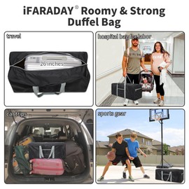 iFARADAY Foldable Duffel Bag 30 inch 75L Large Lightweight Luggage for Travel- Black Pro