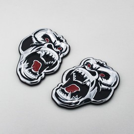 2Pcs Angry Gorilla Ape Emblems Side Rear 3D Badge Car Truck Motorcycles Decal Gorilla Sticker Custom New (Chrome)