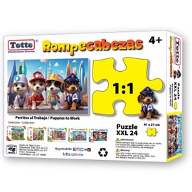 Totte Rompecabezas 24 Piezas XXL | Piezas Extra Grandes, Gruesas y Durables | Diseñado para Uso Infantil (Perritos al Trabajo)