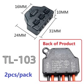MiJunHD 3 Ports Wire Connector Splitter Distribution,2 Pcs 1 In 3 Out Quick Push-in Electrical Terminal Block TL-103 Parallel Constant Voltage Type for LED Lighting