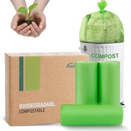 JENCENBIO Compostable Bin Liners, 5 Gallon, 20Liter, Extra Thick 0.78 Mils, Biodegradable Food scrap waste bags with US BPI ASTM D6400 and Europe OK Compost Home Certified