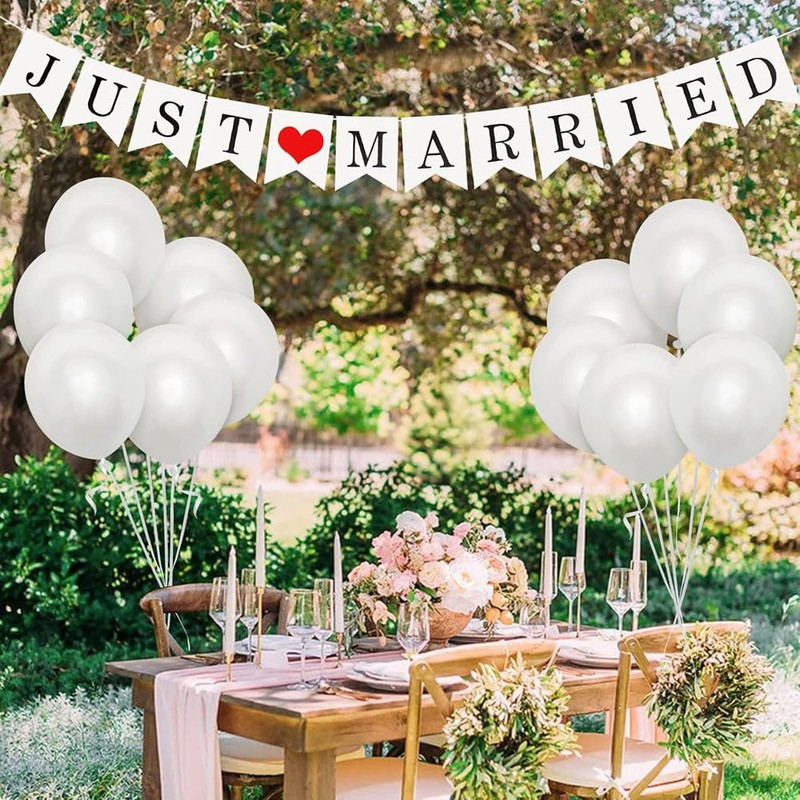 Wedding Garland, Set of 2, Wedding Party Banners, Happy Wedding/Just