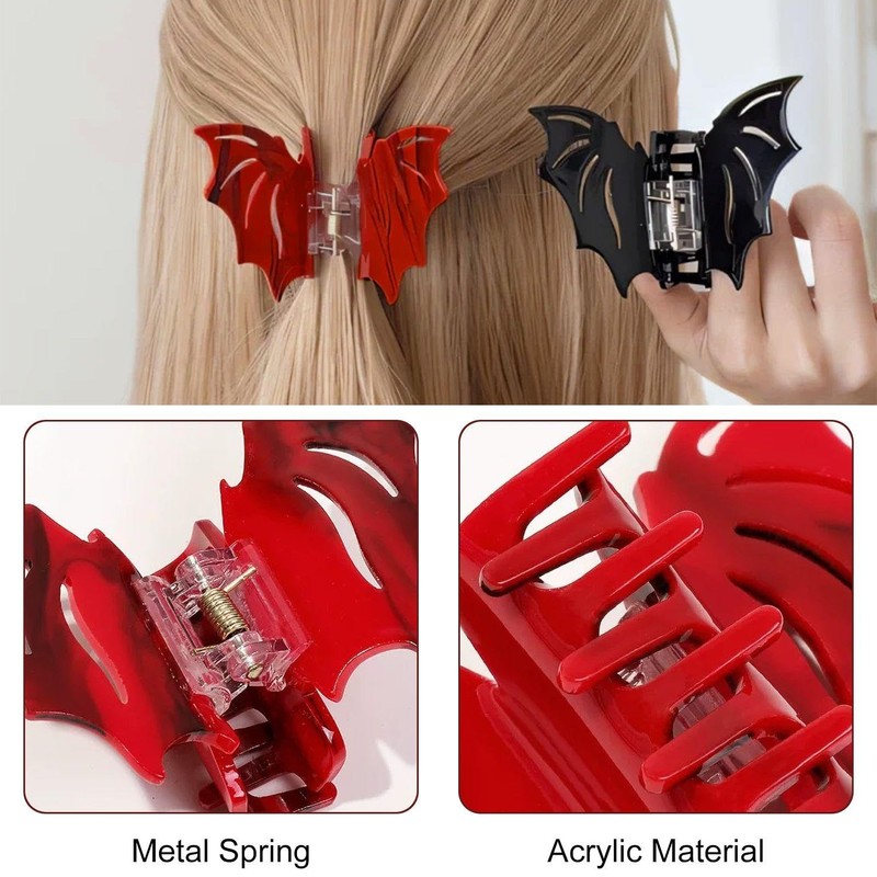 4 Pieces Of Bat-Shaped Hair Clips, Gothic Hair Clips, Creative