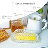 6.5'' Glass Butter Dish with Lid,Clear Classic Covered Butter Container