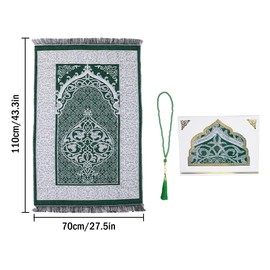 Kellegour Muslim Prayer Rug with Prayer Beads,Soft Islamic Prayer Rug,Prayer Mat,With Prayer Beads and Elegant White Square Gift Box,for Praying Men,Women,Kids (Green)