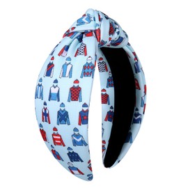 vokone Derby Headband Kentucky Derby Riding Suit Knotted Headband Wide Hairband Derby Race Day Costume Headwear Hair Accessories riding Suit Blue