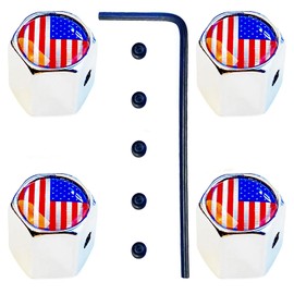 Anti Theft Tire Valve Stem Caps for Cars Trucks Motorcycles SUVs and Bikes | Tire Valve Caps | Tire Caps | Tapones para Llantas de Carro (USA Chrome)