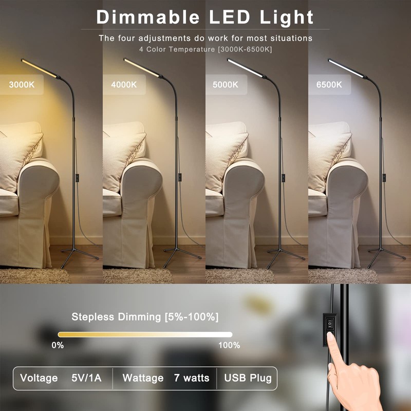 EBEST Led Floor Lamp for Eyelash Extensions Craft Task Lamps