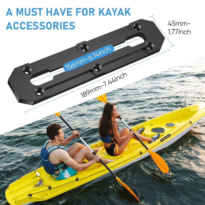 2Pcs Kayak Track Mount，Aluminum Kayak Gear Track Mount Accessories (6