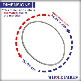 Whole Parts Dryer Door Seal with Glue (Approximate Length is 59.84 inches) Part# W10861521 - Replacement & Compatible with Some Amana, Crosley, Inglis, Kenmore, Maytag, Roper and Whirlpool Dryers
