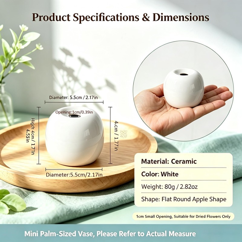 White Small Spherical Ceramic Bud Vase