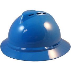 MSA Advance Full Brim Vented Hard hat with 4 pt Ratchet Suspension - Blue - No Protective Edge