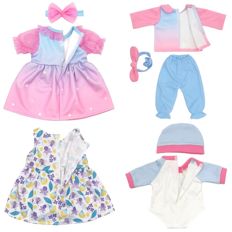 Doll Clothes for 36-43 cm Baby Dolls, 4 Packs (No
