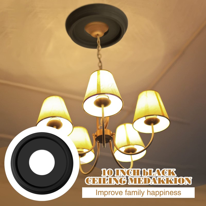 BBTO 2 Pack Black Ceiling Medallion for Light Fixtures and