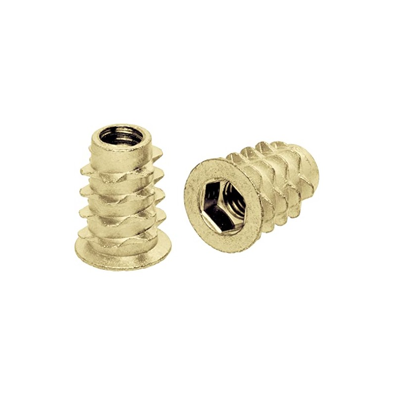 Wood Furniture Yellow Zinc Insert Nut With Hex Socket And