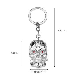 DTSFHTDAL 2PCS Keychain, The Terminator Skull Metal Keychain Skeleton Key Chain Car Keychains Terminator Keychains Unisex (silver white)