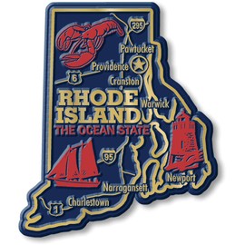 Rhode Island Giant State Magnet by Classic Magnets, 3.1" x 3.7", Collectible 3D Rubber Vintage-Style Souvenirs and Gifts Made in The USA