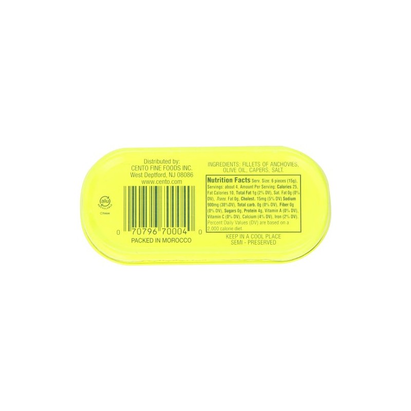 Cento Rolled Fillet Anchovies, 2 Ounce Tins (Pack of 25)