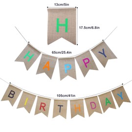 Retro Linen Happy Birthday Banner Bunting, Retro Linen Happy Birthday Banner, Hessian Bunting, Suitable for DIY Indoor and Outdoor Birthday Party Decorations
