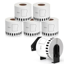 MarkDomain - DK-2205 (2.4" X 100 Ft.) Continuous Labels Paper Tape Compatible Brother DK 2205 dk2205 (62mm x 30.4m) Label Use with Brother QL-700 QL810W QL-820NWB Label Printers - 6 Rolls + 1 Frame