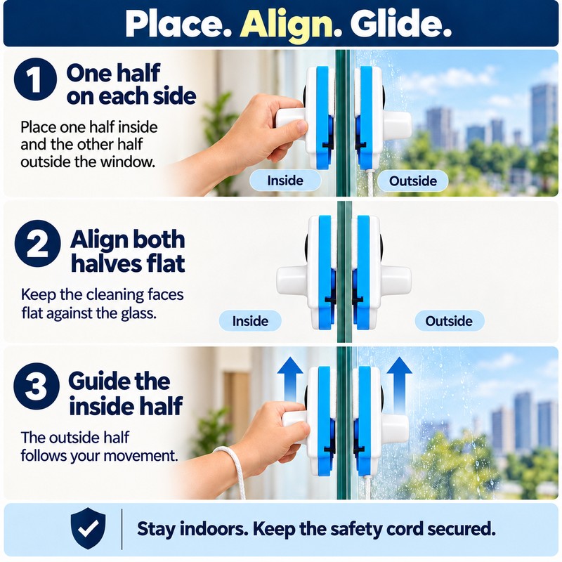 2026 Powerful Magnetic Window Cleaner Dual Sided High Efficiency Glass