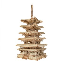 Tsukurundo ® Robotime 3D Wooden Puzzle Ornament Series (Five-Storied Pagoda)
