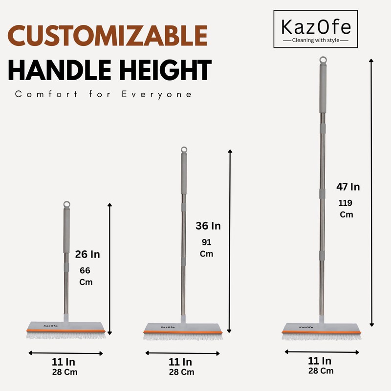 KazOfe 2-in-1 Floor Scrubbing Brush with Squeegee, Heavy Duty Stiff