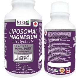 NAKA Platinum Liposomal Magnesium Bisglycinate, 250mg PURE, Superior Absorption, Made in Canada (200+50ml FREE)