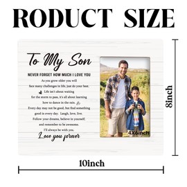 Gift to My Son, Son Birthday Gift Idea, Son Gifts from Dad Mom, Photo Frame Wall Art Tabletop, Son Photo Frame Gift for Graduation, Never Forget How Much I Love You, Fits 4*6 Inches Photo,Christmas Gift for Dad