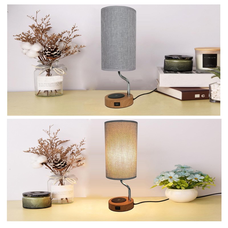 YNDD Bedside Lamp with Charging Function, Wireless Charging Table Lamp