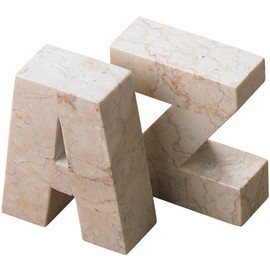 Creative Home 74714 Champagne Marble Stone Set AZ Style Letter Shaped Decorative Bookends, 4-3/4" x 2" x 6" H, Beige