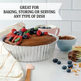 PLASTICPRO 10'' Inch Round Tin Foil Pans Disposable Aluminum, Extra Deep Freezer & Oven Safe - For Baking, Cooking, Storage, Roasting, & Reheating, Pack of 10