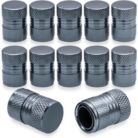 MEAJOO 12PCS Tire Valve Stem Caps, with Plastic Liner, Dustproof, Airtight Seal, Light-Weight, Universal Tire Valve Stem Covers for Cars, SUV, Trucks, Bikes, Motorcycles, Bicycles(Gray)