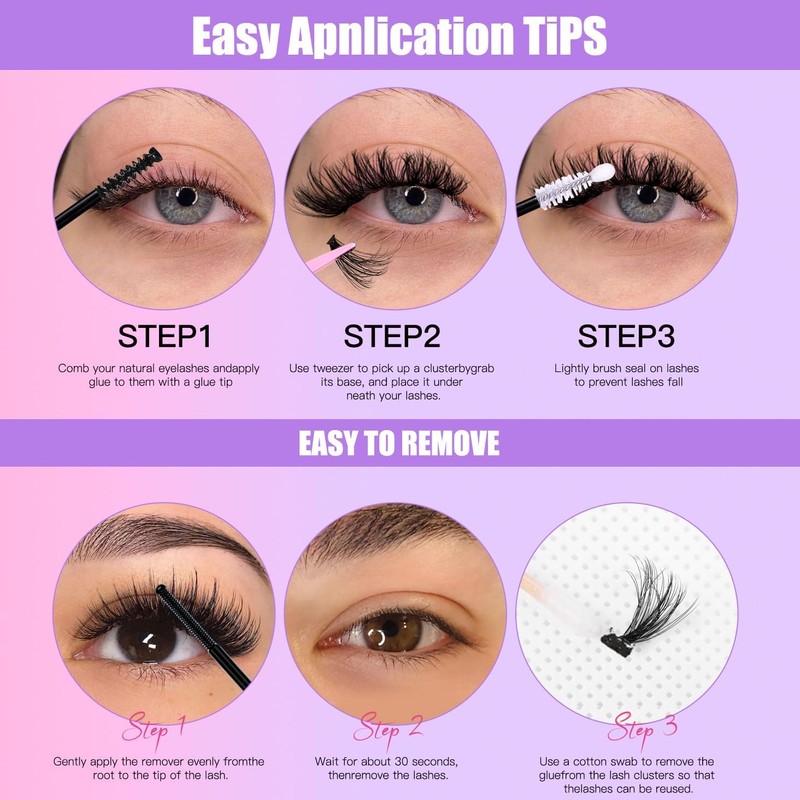 Epzia Lash Clusters 30D+40D+50D - 300pcs Eyelash 10-18mm D Curl