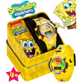 Accutime Spongebob Squarepants Digital LCD Watch for Kids with Multicolor Flashing LED Lights, Durable, Digital Watch for Boys and Girls