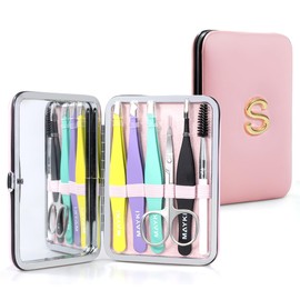 Initial S Tweezers with Mirror for Women Facial Hair, Best Gifts for Teen Girl/Daughter/Friend/Mom/Bridesmaid/Wife/Girlfriend, Unique Gift for Birthday/Anniversary/Mothers Day/Valentines Day/Christmas