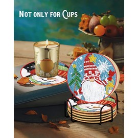 8 PCS Diamond Painting Coaster Kits with Holder,Christmas Winter Snowman Diamond Art Coasters 5D Diamond Painting Kits for Adults, Beginners,Diamond Art Supplies