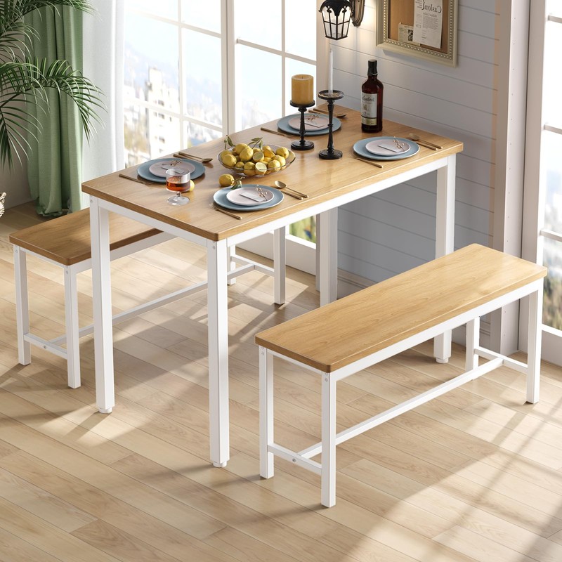 Tatub Dining Table Set for 4, 3-Piece Kitchen Table with
