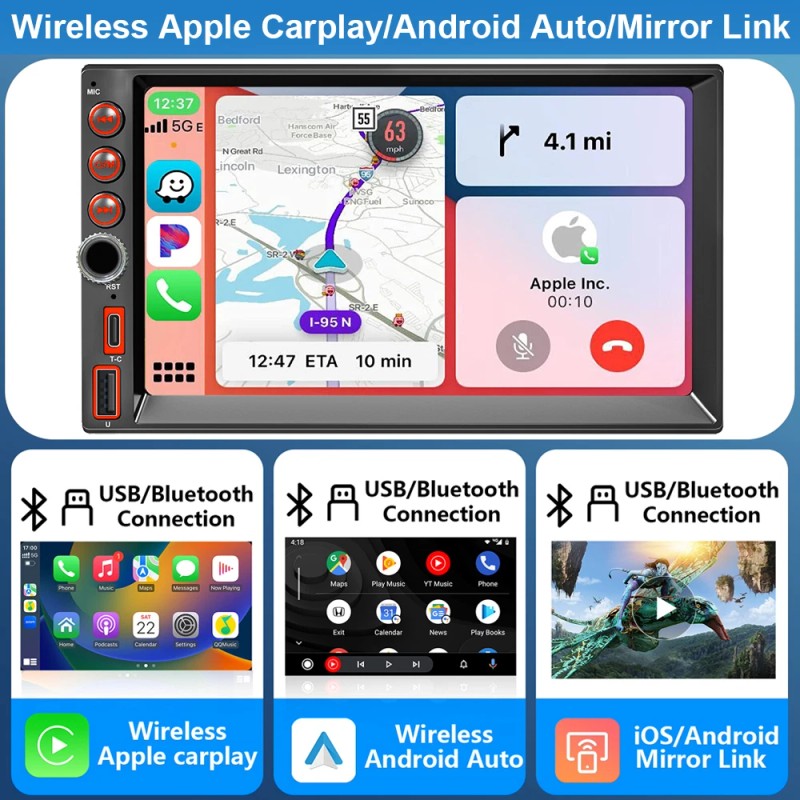 YuanTing 7" Android 13 Car Stereo Radio GPS WiFi Carplay