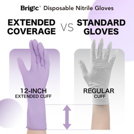 Brigic 12-Inch Extended Disposable Nitrile Gloves | Latex-Free & Powder-Free | Full Palm Textured Grip | Multipurpose for Home, Kitchen, Beauty & Garden Orchid Purple, Medium (Pack of 50)