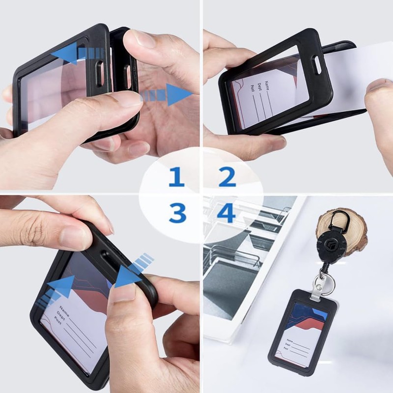 3 Pcs Vertical Hard Plastic Case Black Card Protector Pouch