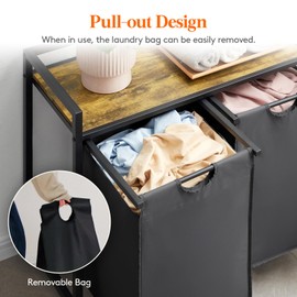 Lifewit Laundry Hamper 4 Section, 168L Pull out Laundry Clothes Basket Organizer with Large Top Shelf and 4 Removable Bags and Handles, Laundry Sorter for Laundry Room Bedroom Bathroom, Black