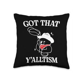 Got That Y'alltism Funny Cute Western Cowboy Lasso Rope Bear Throw Pillow