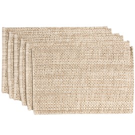 Sweet Home Collection 100% Cotton Placemats for Dining Room Rectangle Two Tone Woven Fabric 13" x 19" Soft Durable Table Mat Set, Set of 4, Eggshell