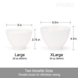 APPEARUS Large Rubber Mask Mixing Bowl – 20 oz (600 ml) – Flexible, Durable Skincare Bowl for Facial Masks, Body Wraps, Spa Treatments, and DIY Beauty Use and Dental Stone, Plaster (Large, White)